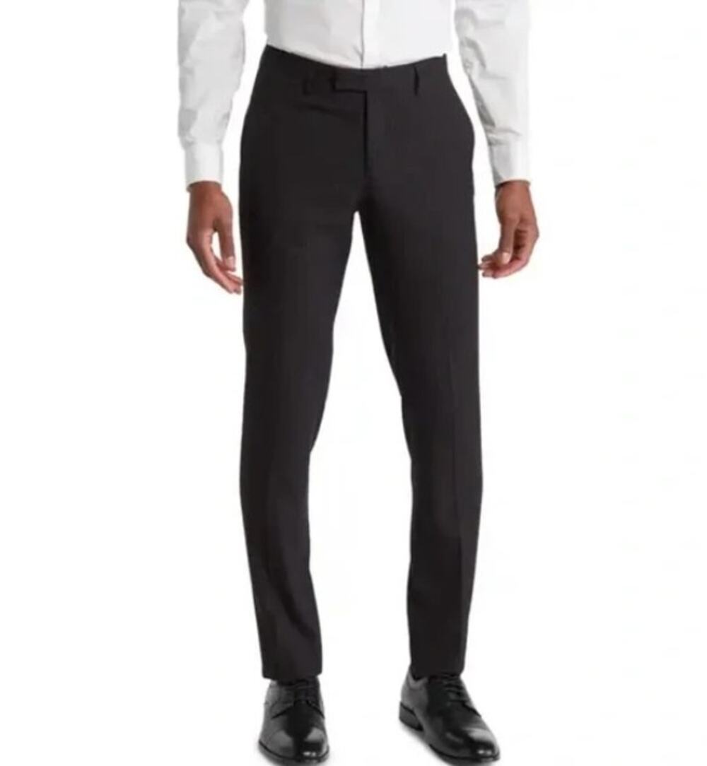 SOUL OF LONDON Men's Flat Front Stretch Dress Pants 43R Black NWOT
